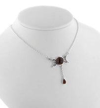 Load image into Gallery viewer, Celtic Knot Triple Moon Garnet Necklace