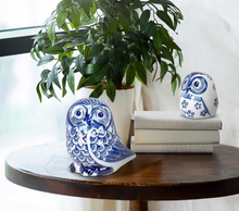 Load image into Gallery viewer, Blue & White Medium Owl Figure