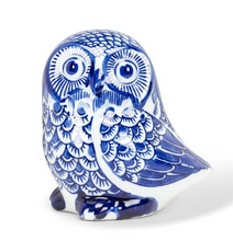 Load image into Gallery viewer, Blue & White Medium Owl Figure
