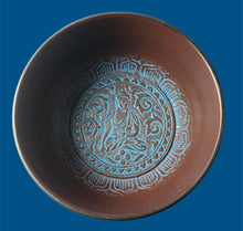 Load image into Gallery viewer, Dark Brown Cast Aluminum Singing Bowl with Buddha Design (Various Sizes)