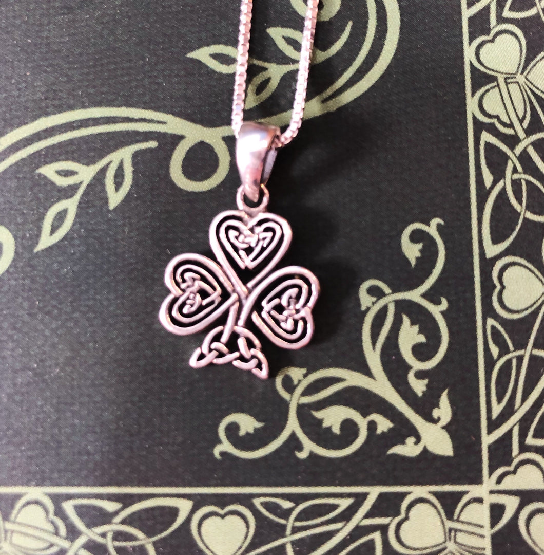 Celtic Knot Irish Shamrock Pendant with Chain