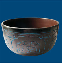 Load image into Gallery viewer, Dark Brown Cast Aluminum Singing Bowl with Buddha Design (Various Sizes)
