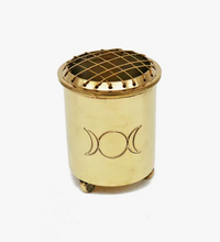 Load image into Gallery viewer, Triple Moon Brass Incense Burner/Vessel