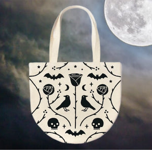 Spooky Floral Round Tote Bag