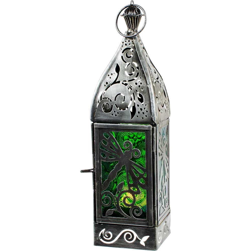 Blue & Green Dragonfly Tealight Lantern
