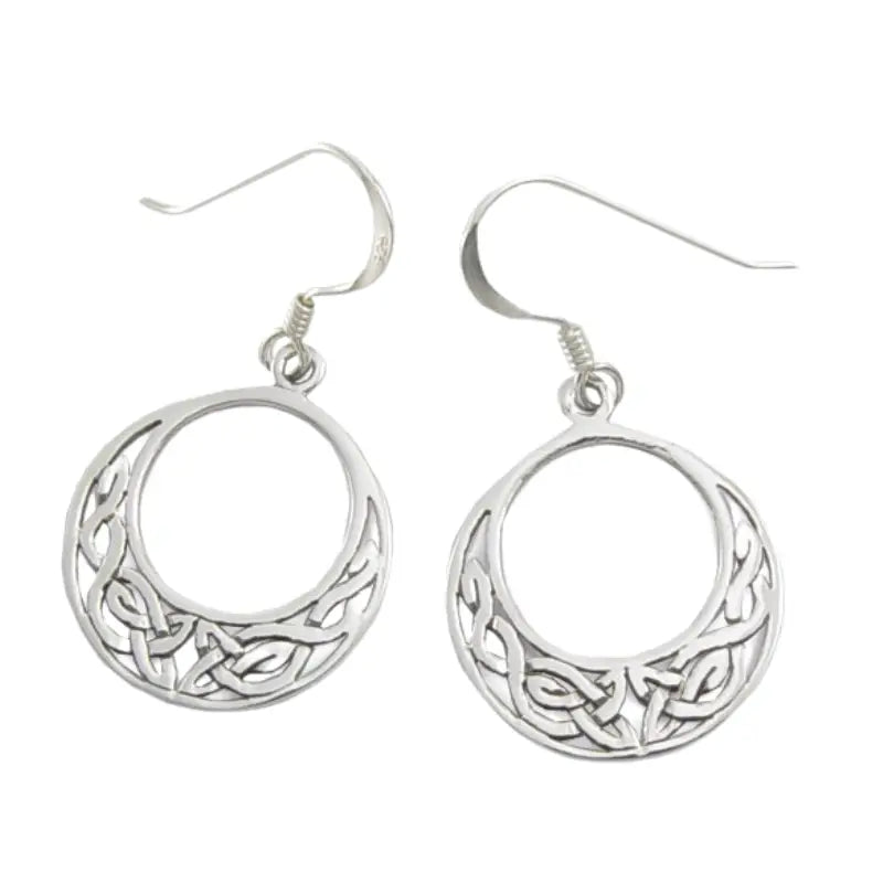 Silver Open Circle Celtic Knot Earrings