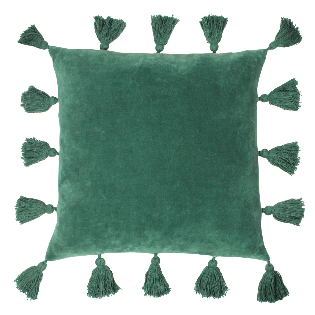 Juniper Green Tasselled Pillow