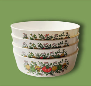 Vintage Veggie Patterned Bowls (Set of 4)