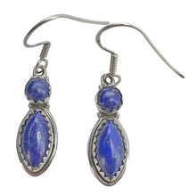 Load image into Gallery viewer, Lapis Stacked Cabochon Earrings

