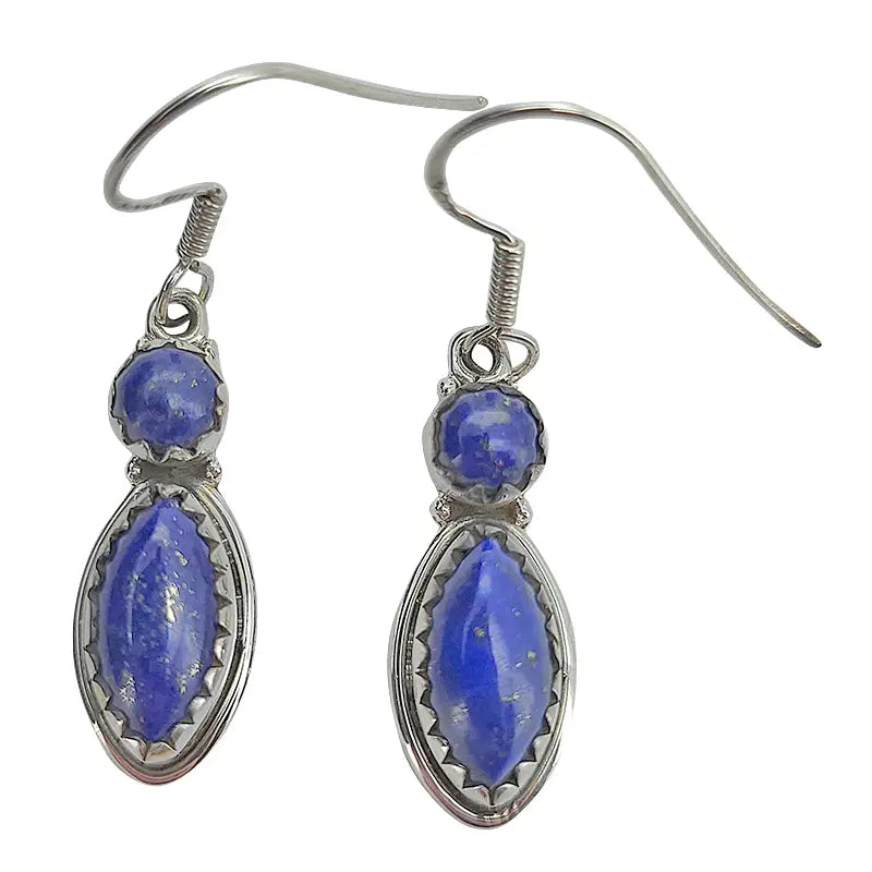 Lapis Stacked Cabochon Earrings
