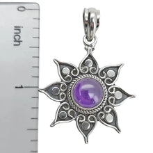 Load image into Gallery viewer, Amethyst &amp; Sterling Silver Flower Pendant
