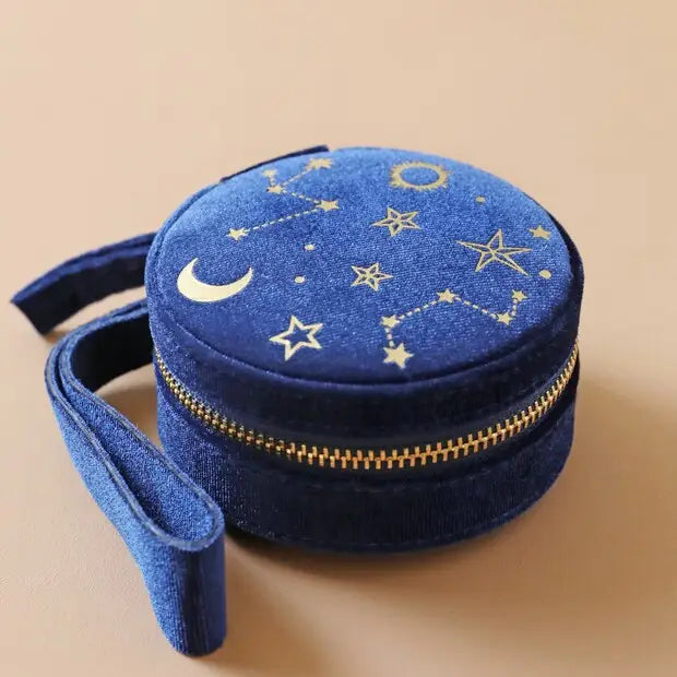 Starry Night Mini Round Velvet Jewelry Box