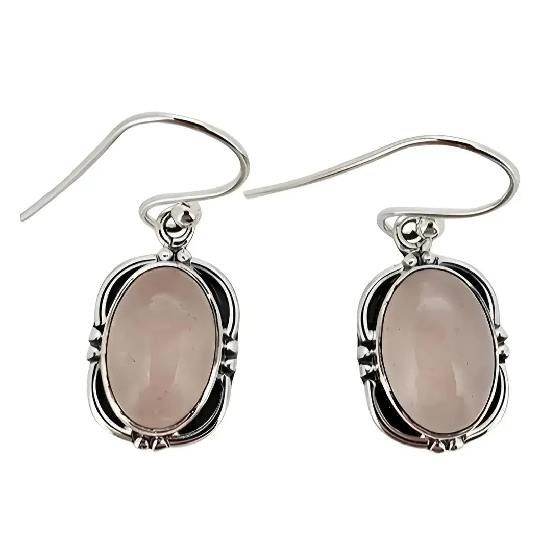 Rose Quartz Cabochon Earrings