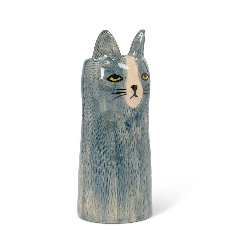 Blue Tall Cat Vase