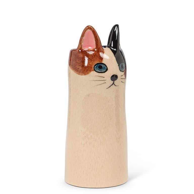 Calico Tall Cat Vase