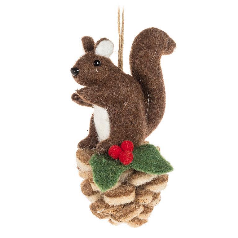 Felt Squirrel & Pinecone Ornament