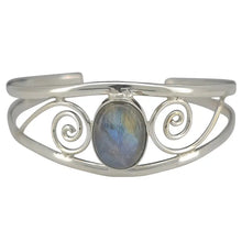Load image into Gallery viewer, Labradorite &amp; Silver Cuff Bracelet

