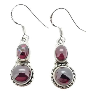 Stacked Cabochon Garnet Earrings