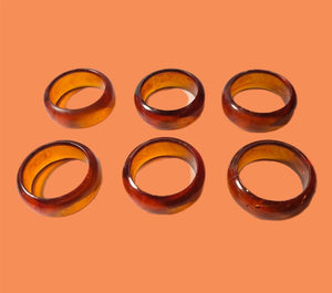Vintage Acrylic Amber Coloured Napkin Rings (Set of 6)