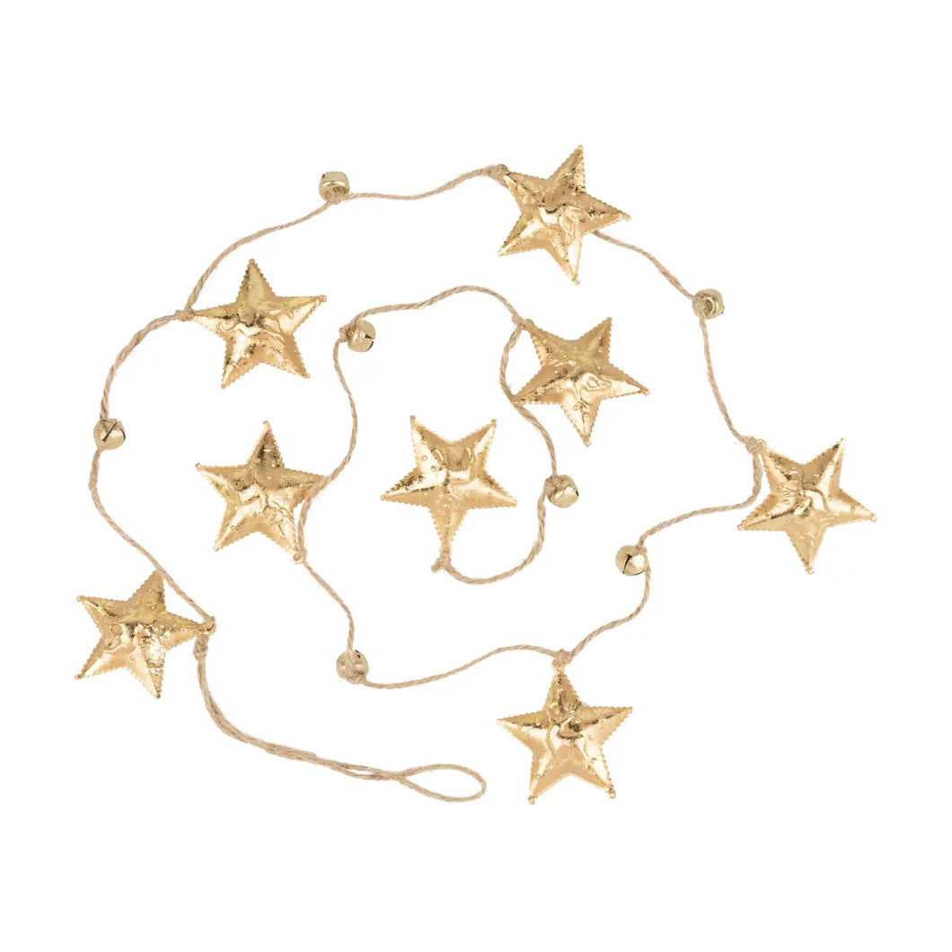 Embossed Gold Toned Star Garland