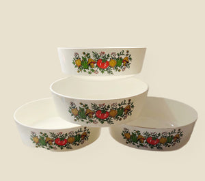 Vintage Veggie Patterned Bowls (Set of 4)