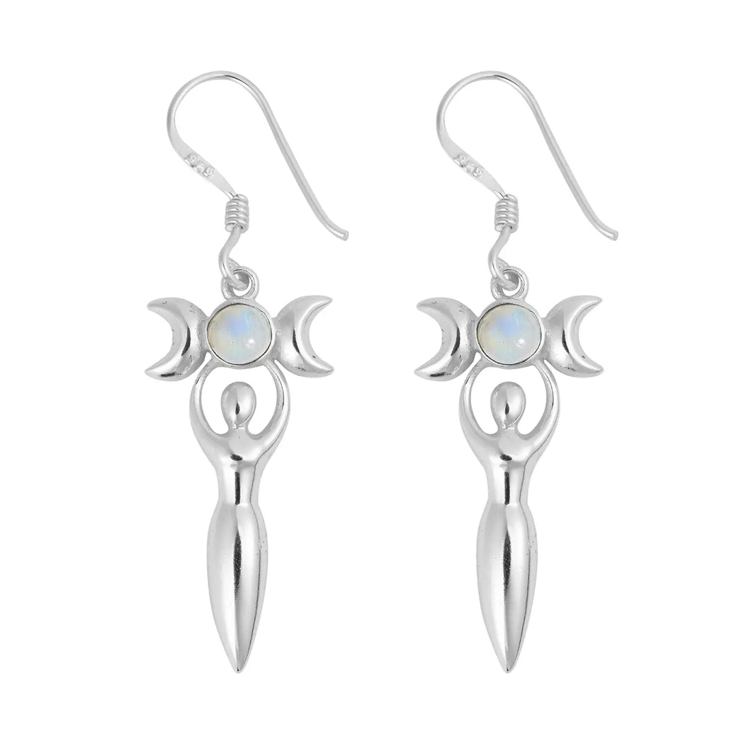 Rainbow Moonstone Goddess Earrings