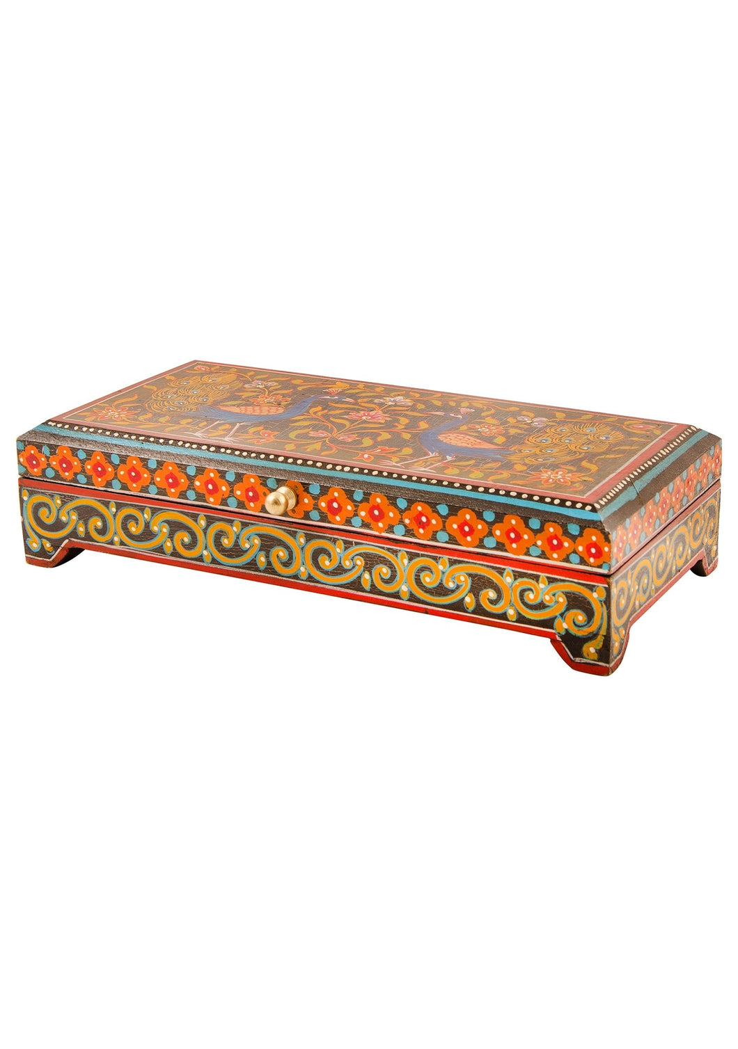 Peacock Handpainted Wooden Box