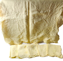 Load image into Gallery viewer, Vintage Yellow Scalloped Edge Tablecloth with Six Napkins
