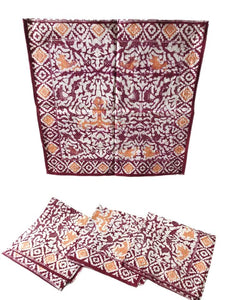Vintage Burgundy Batik Napkins (Set of Four)