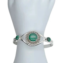 Load image into Gallery viewer, Sterling Silver Cuff Bracelet With Malachite

