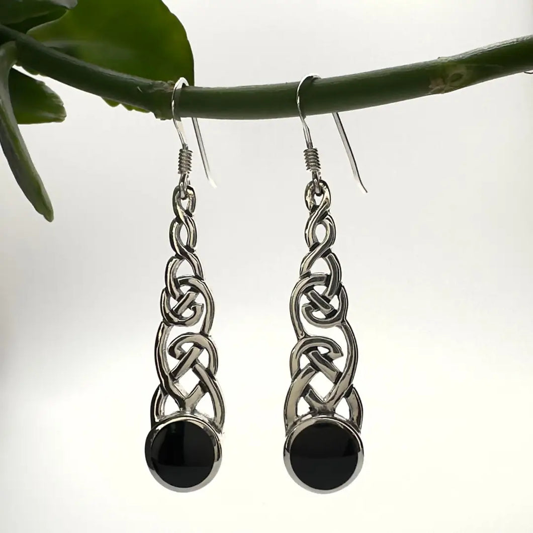 Silver & Onyx Celtic Knot Earrings