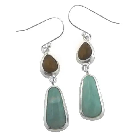 Tiger's Eye & Amazonite Earrings