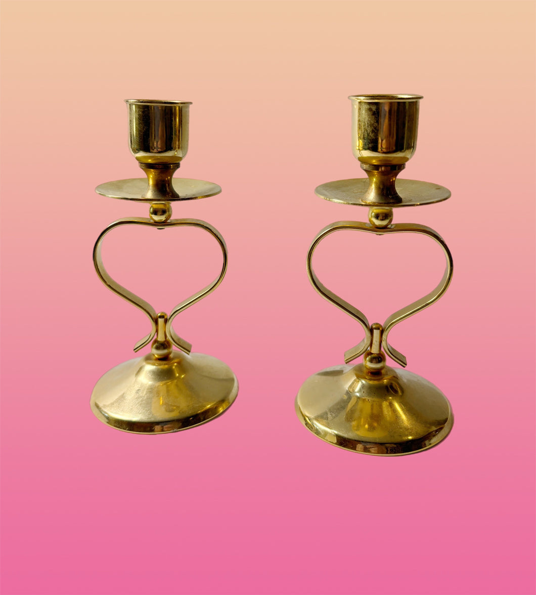 Vintage Brass Candle Stick Pair