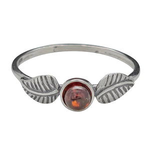 Cognac Amber Leaf Ring