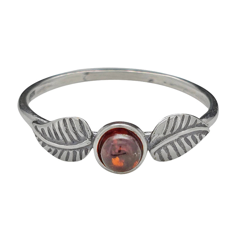 Cognac Amber Leaf Ring