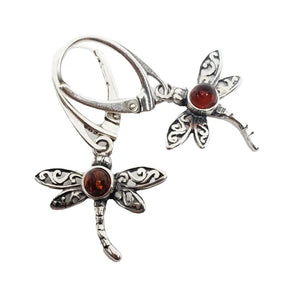 Amber Dragonfly Earrings