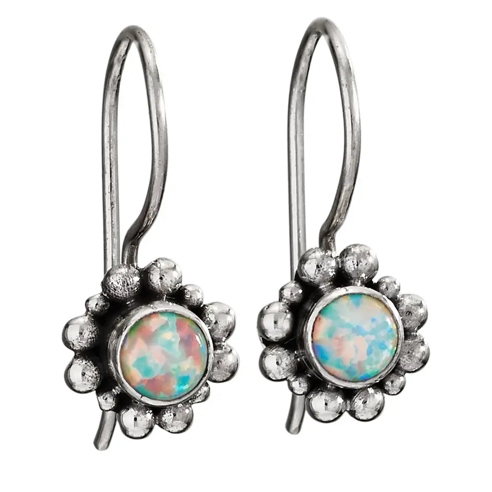Beaded Created Opal Earrings