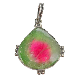 Watermelon Tourmaline Teardrop Pendant
