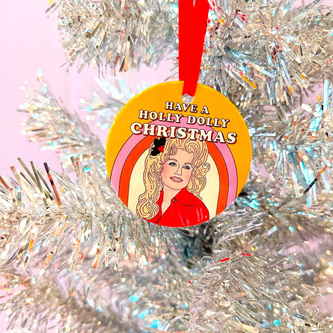 Holly Dolly Ceramic Ornament