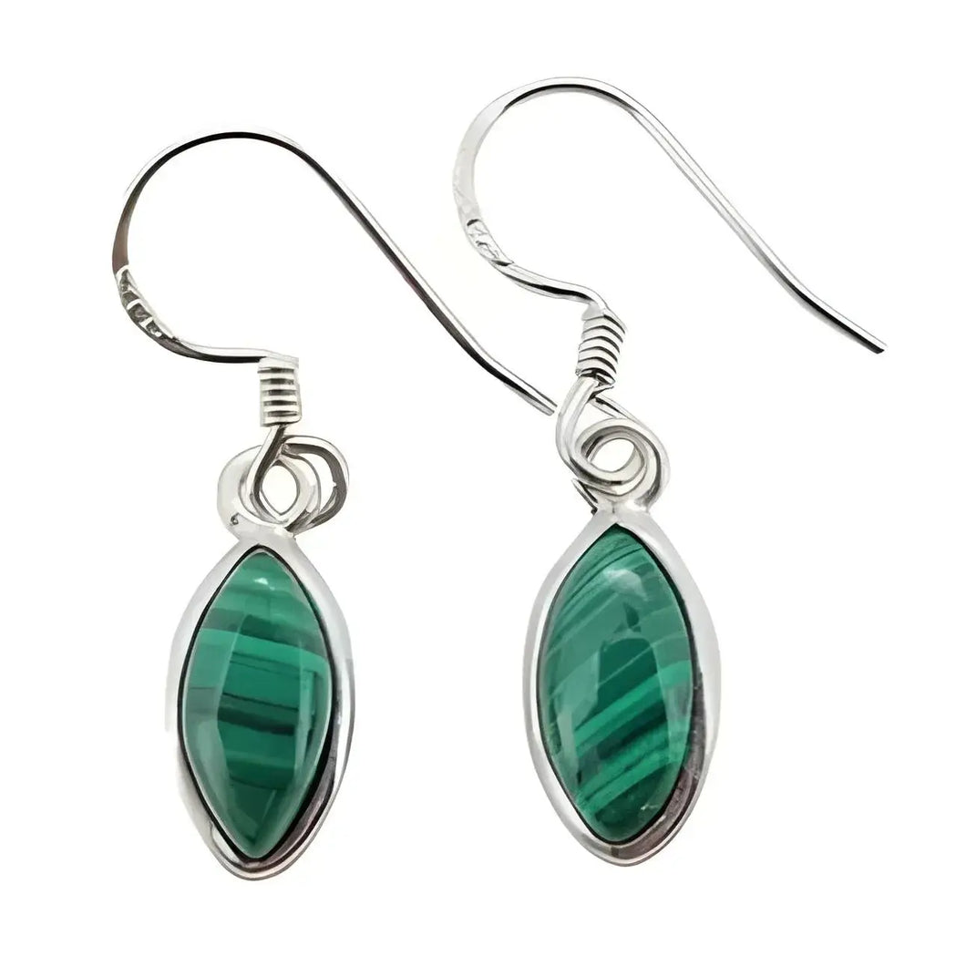 Marquis Malachite Earrings