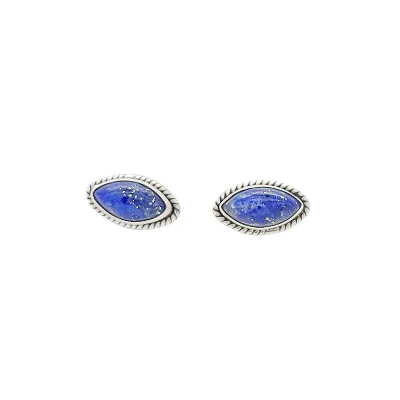 Lapis & Sterling Silver Marquis Studs