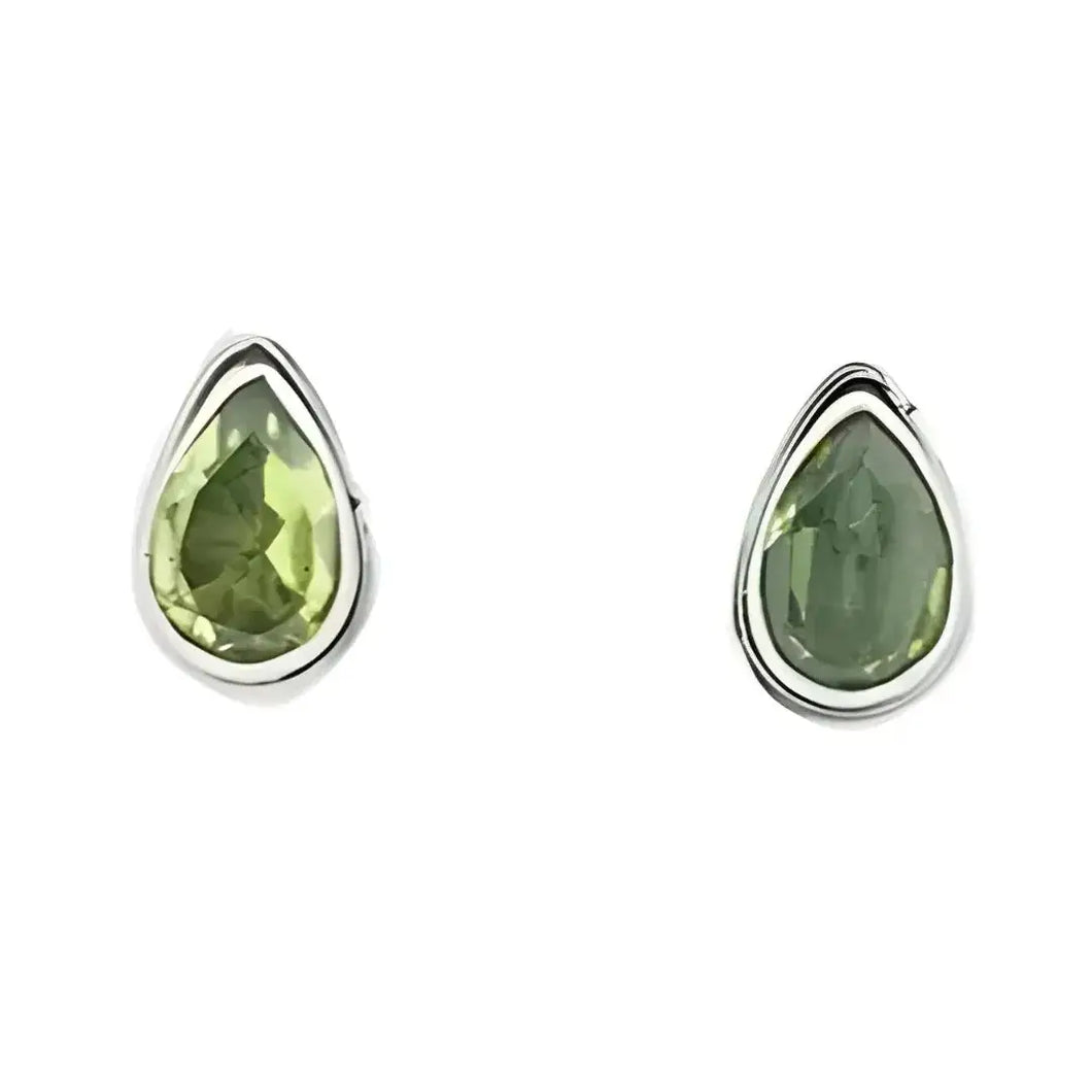 Faceted Teardrop Peridot Studs