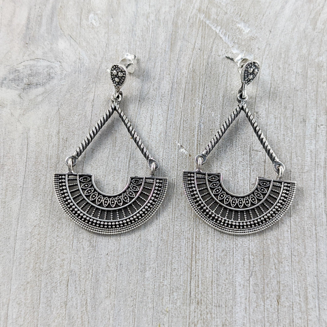 Silver Fan Earrings