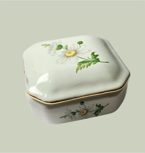Vintage Ceramic Daisy Trinket Box
