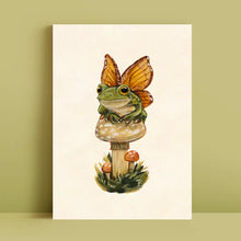 Load image into Gallery viewer, Fairy Frog on Mushroom Art Print
