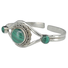 Load image into Gallery viewer, Sterling Silver Cuff Bracelet With Malachite
