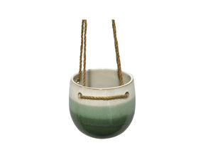 Green Stripes Suspended Plant Pot