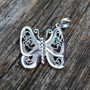 Silver Filigree Butterfly Pendant