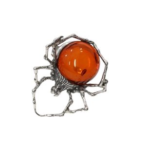 Cherry Amber Spider Ring