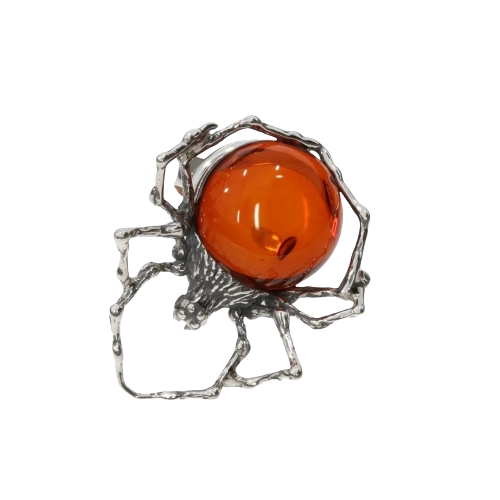 Cherry Amber Spider Ring